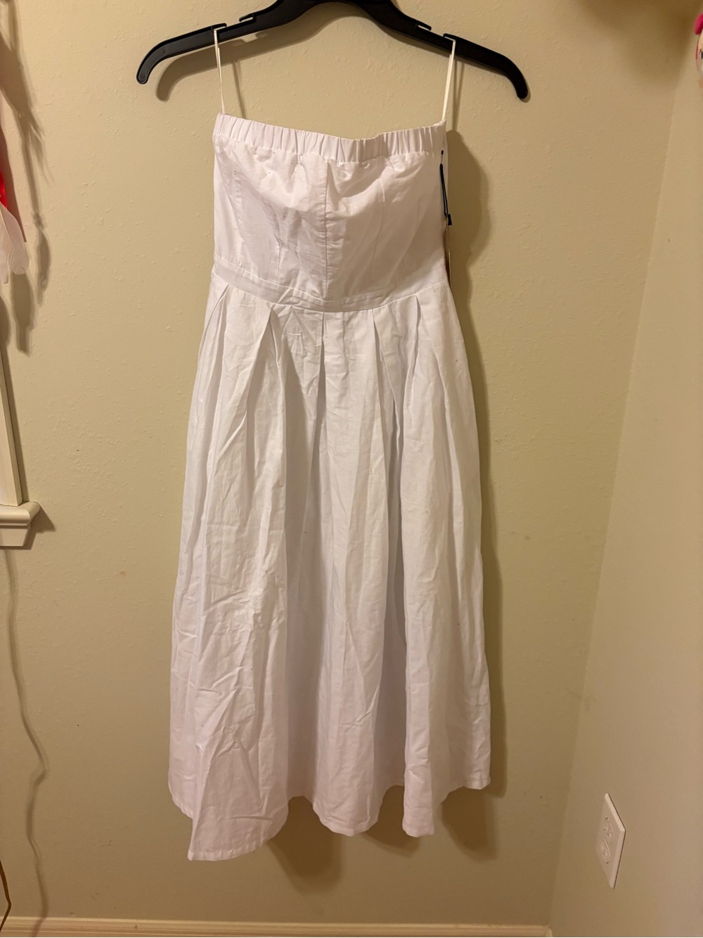 Haute Monde Strapless White Midi Dress